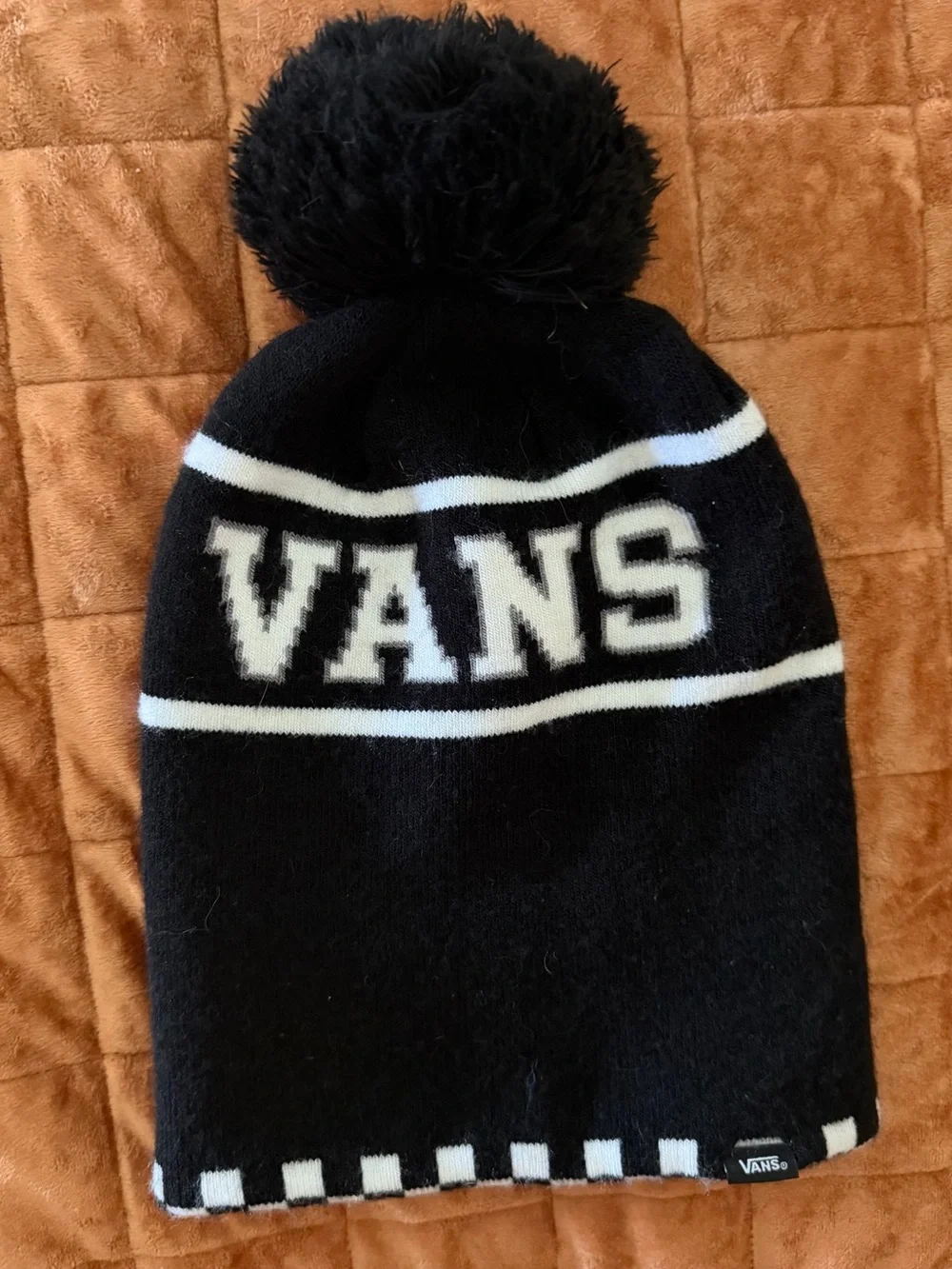 Vans Black and White Checker Pom Beanie